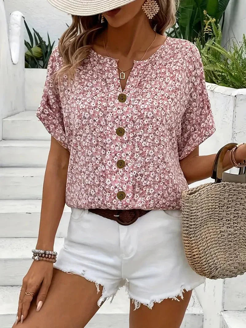 Airy Button Front Blouse