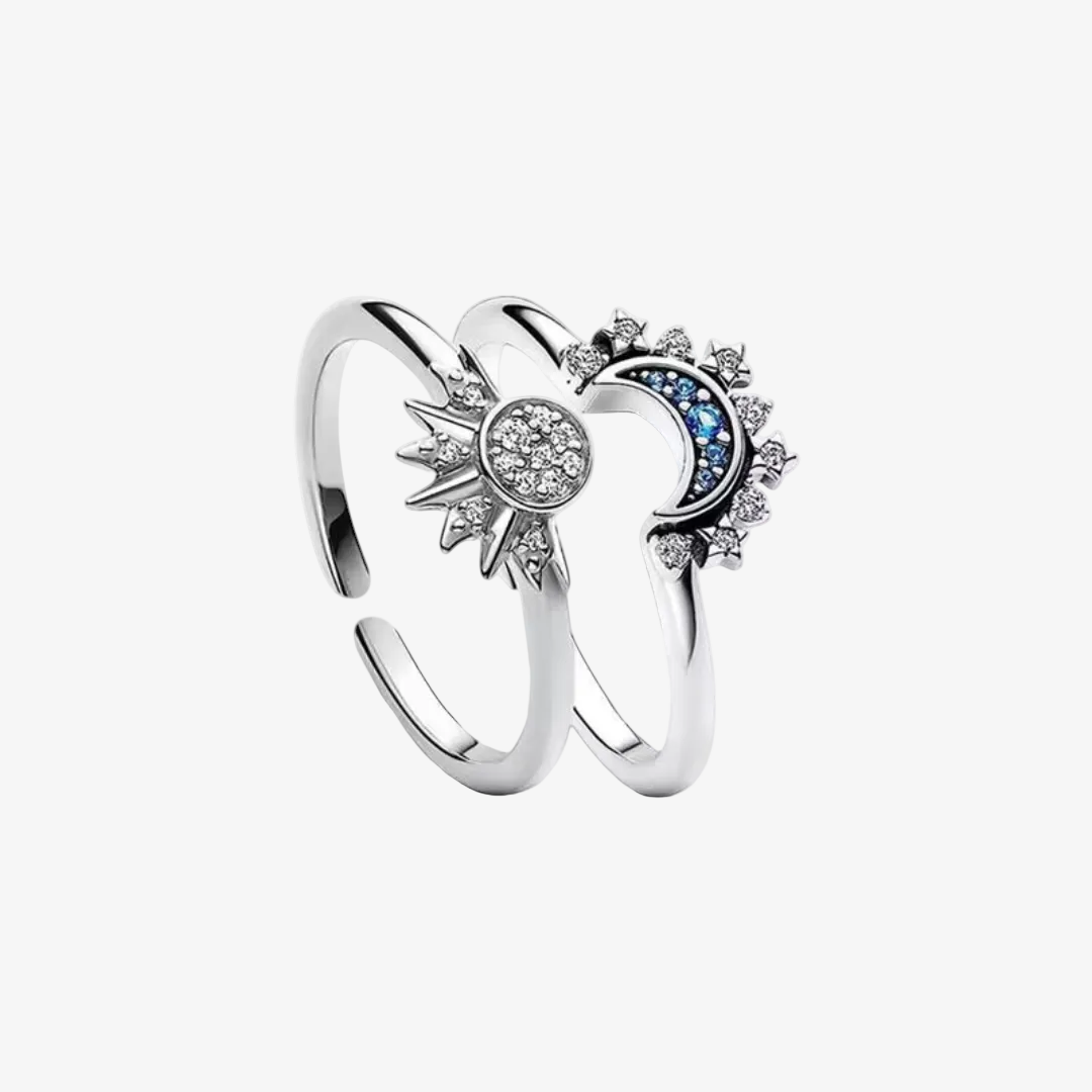 Celestial Sun & Moon Stackable Ring Set