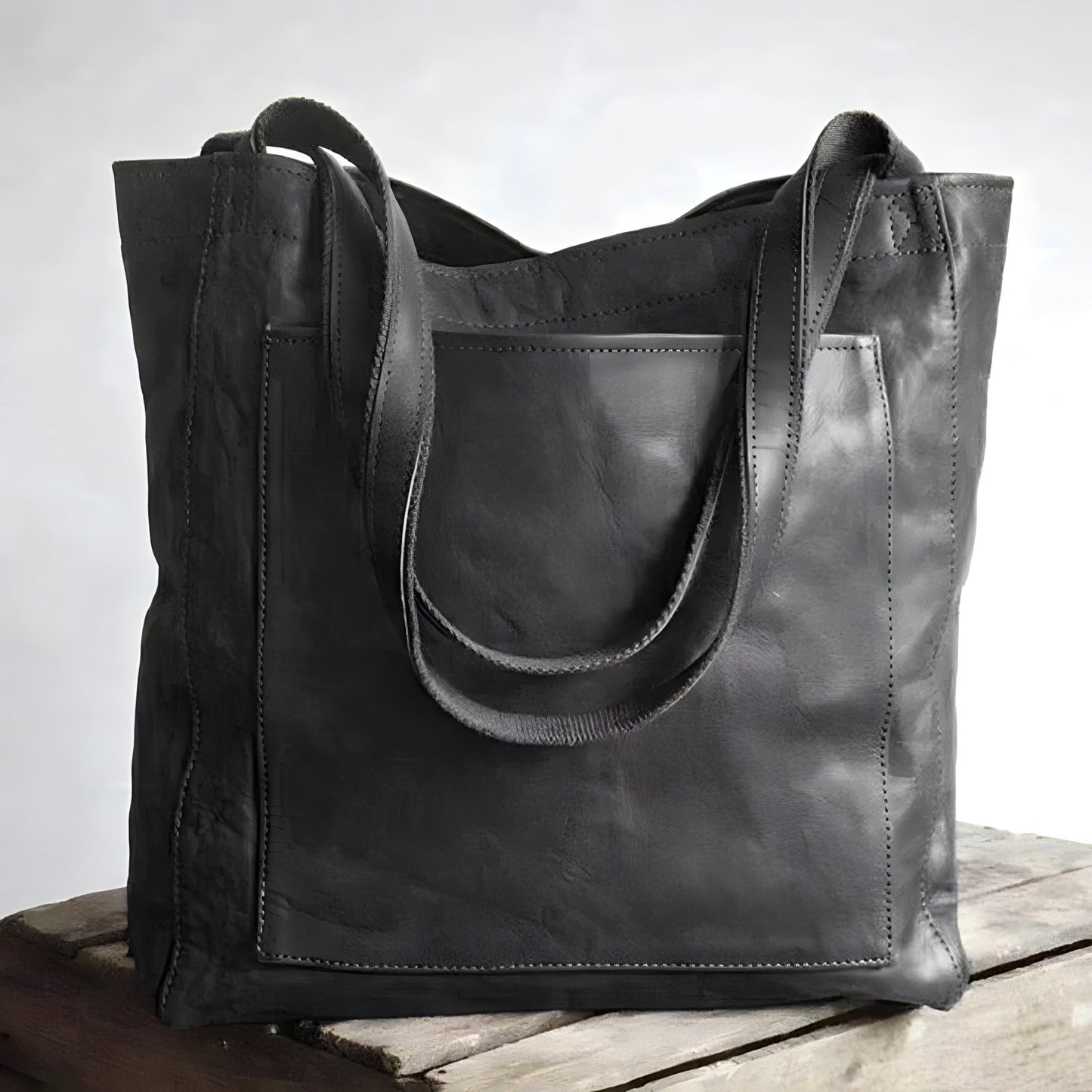 Oversized Leather Look Shoulder Tote