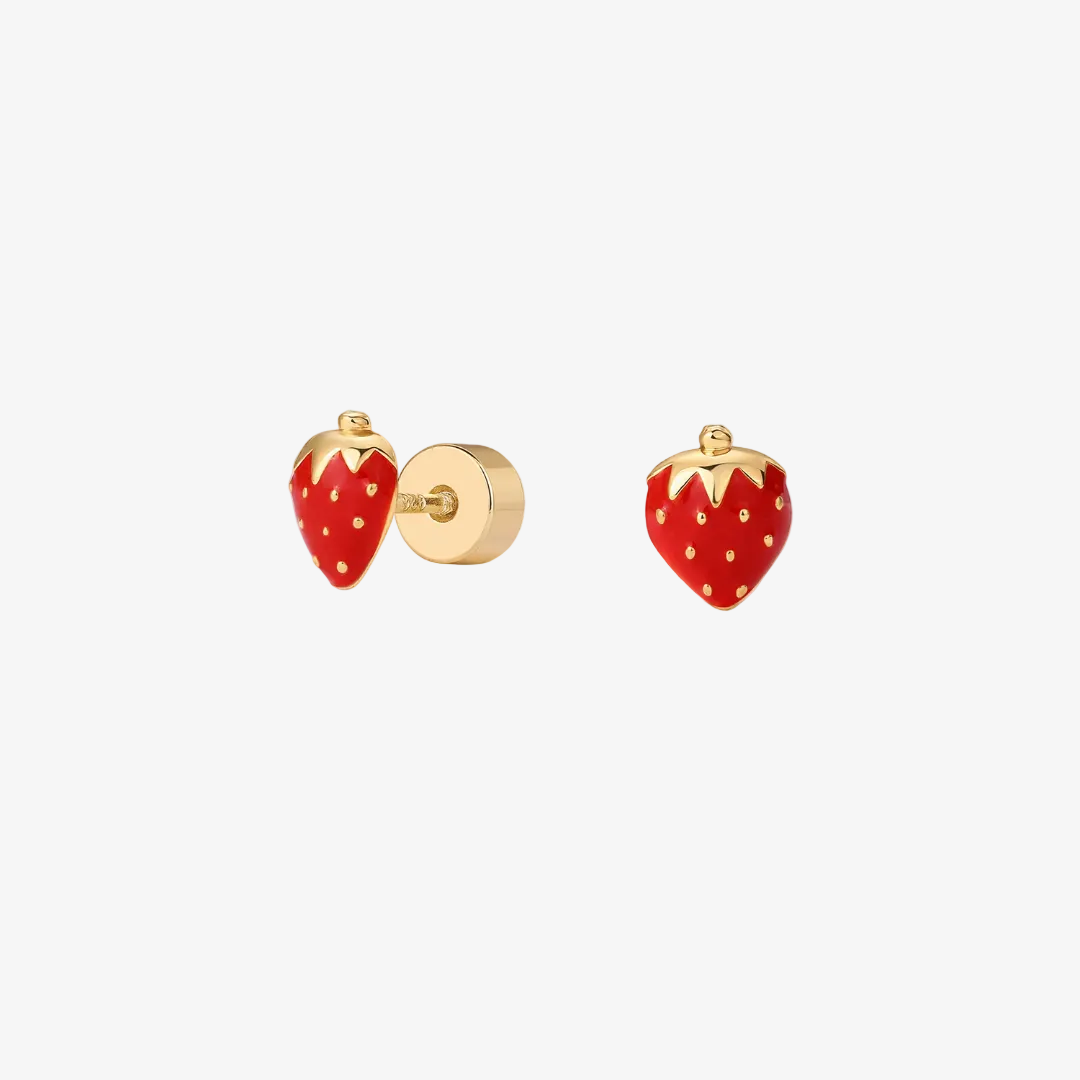 Strawberry Flat Back Stud Earrings