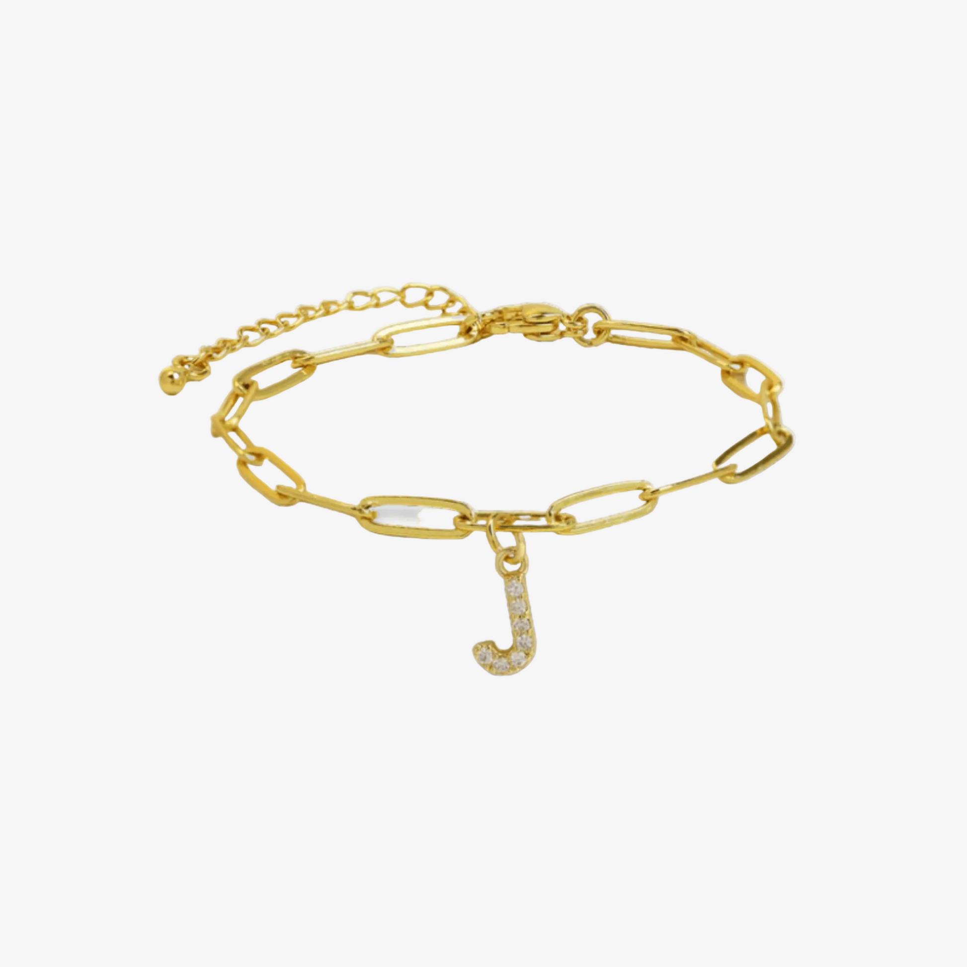 Paperclip Initial Letter Bracelet
