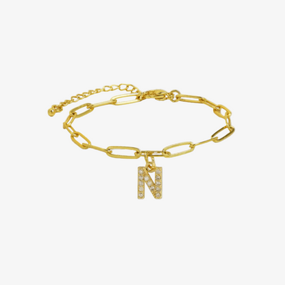 Paperclip Initial Letter Bracelet