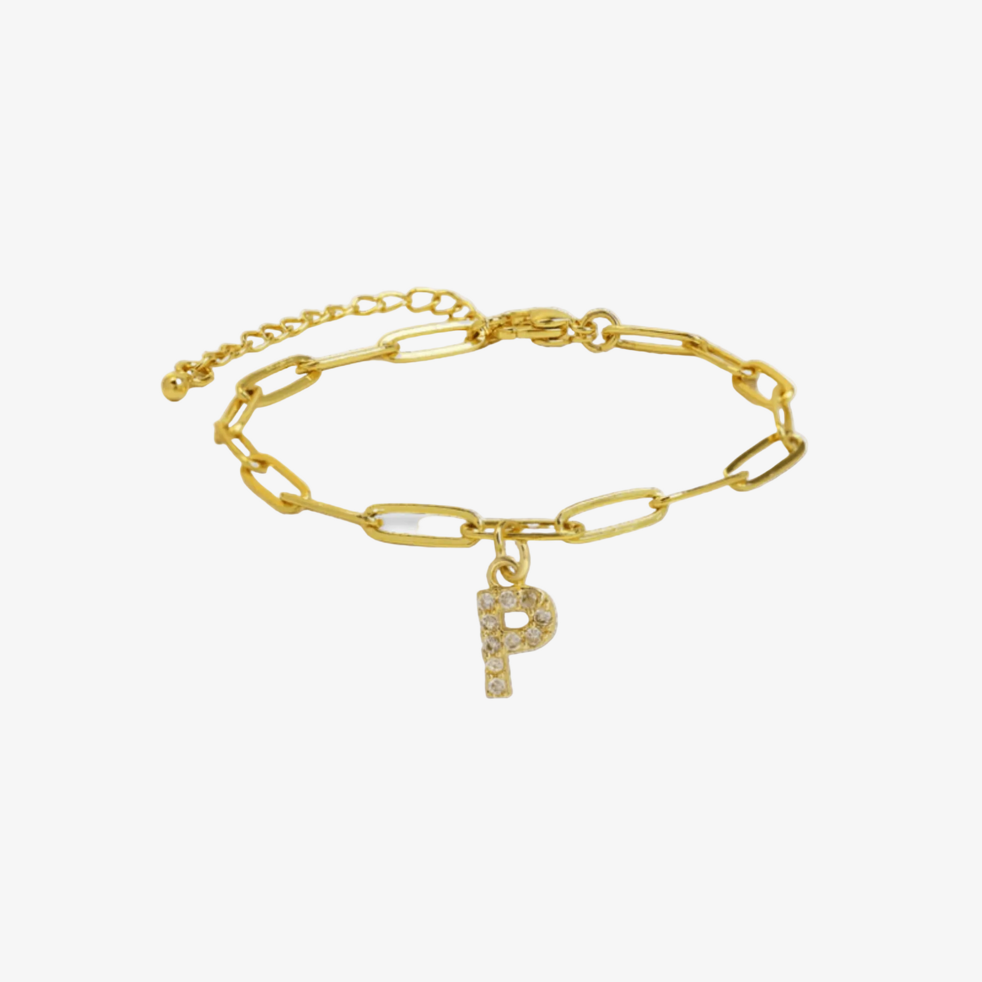 Paperclip Initial Letter Bracelet
