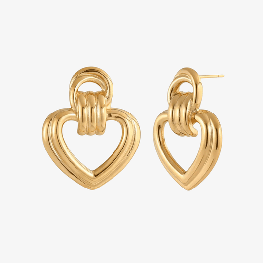 Gold Heart Drop Earrings