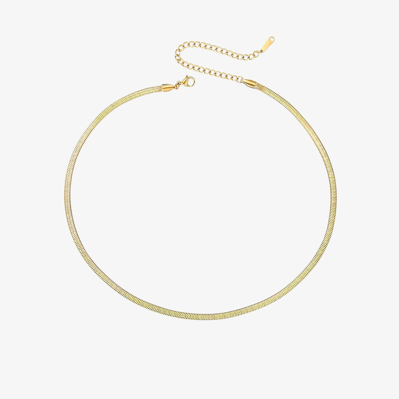 Gold Herringbone Chain Necklace