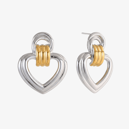 Gold Heart Drop Earrings