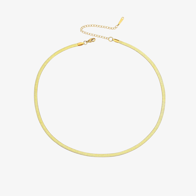 Gold Herringbone Chain Necklace