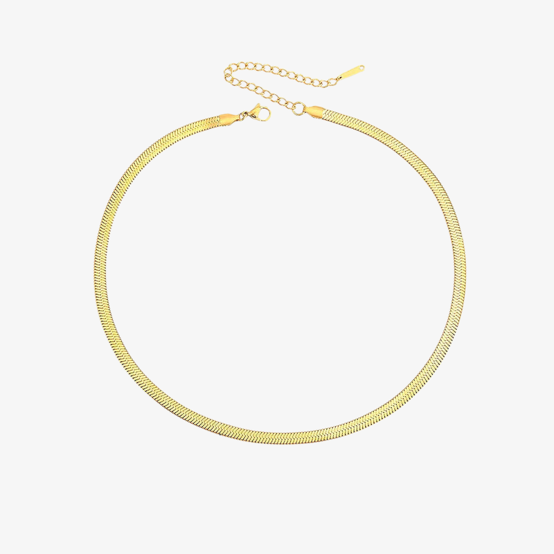 Gold Herringbone Chain Necklace