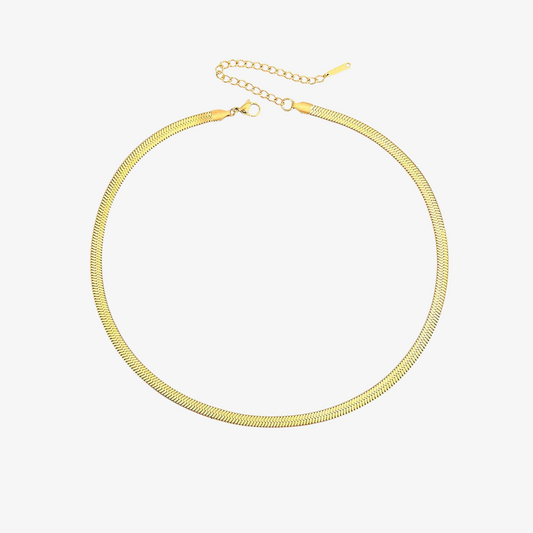 Gold Herringbone Chain Necklace