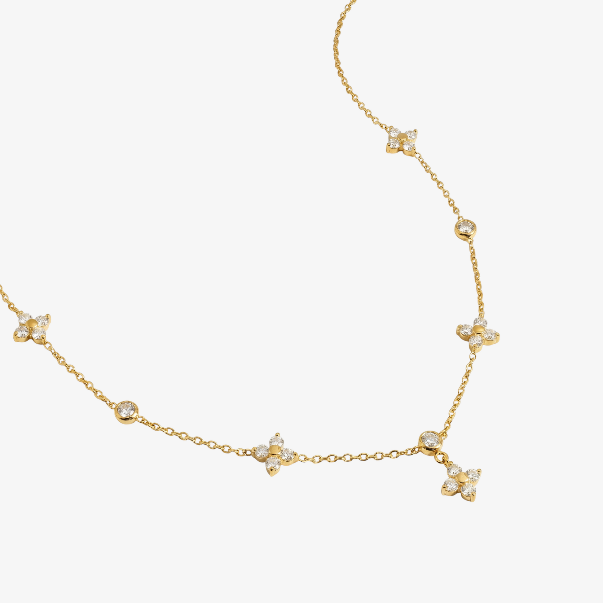 Diamond Clover Layered Necklace
