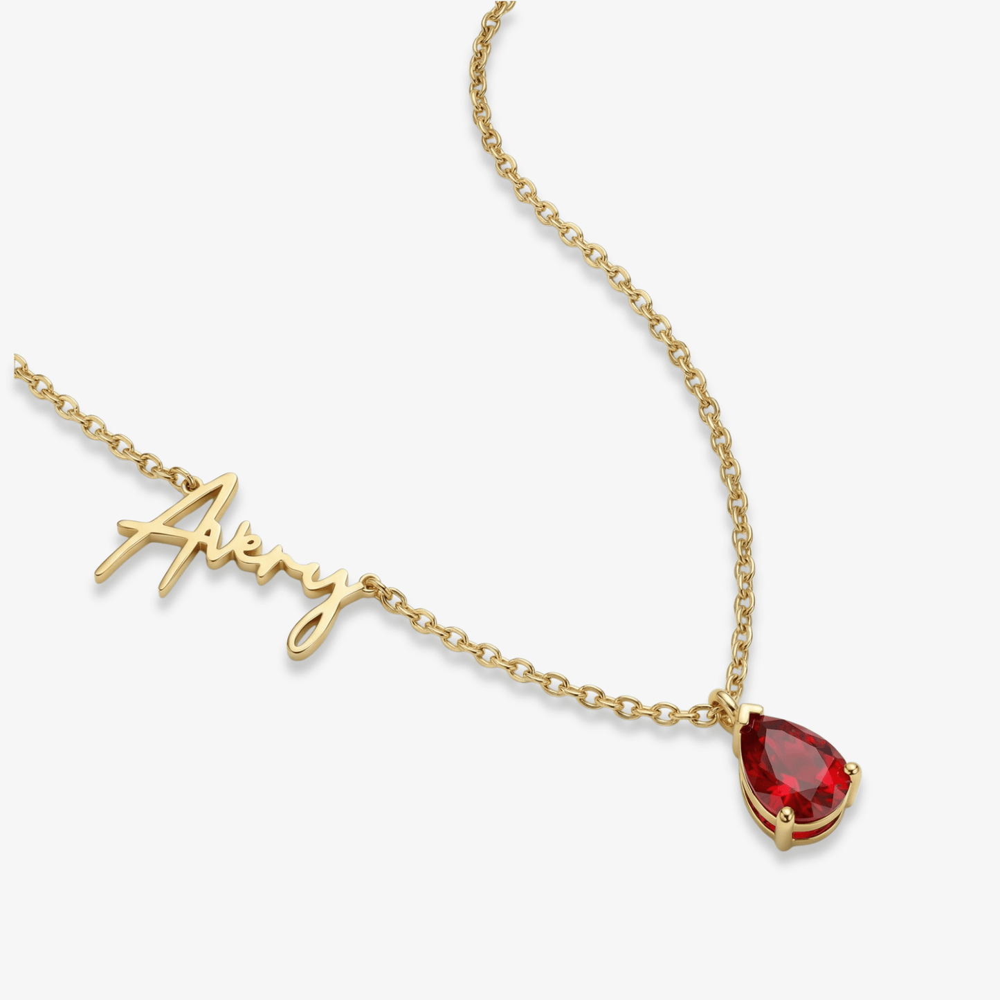 Custom Name & Teardrop Birthstone Necklace