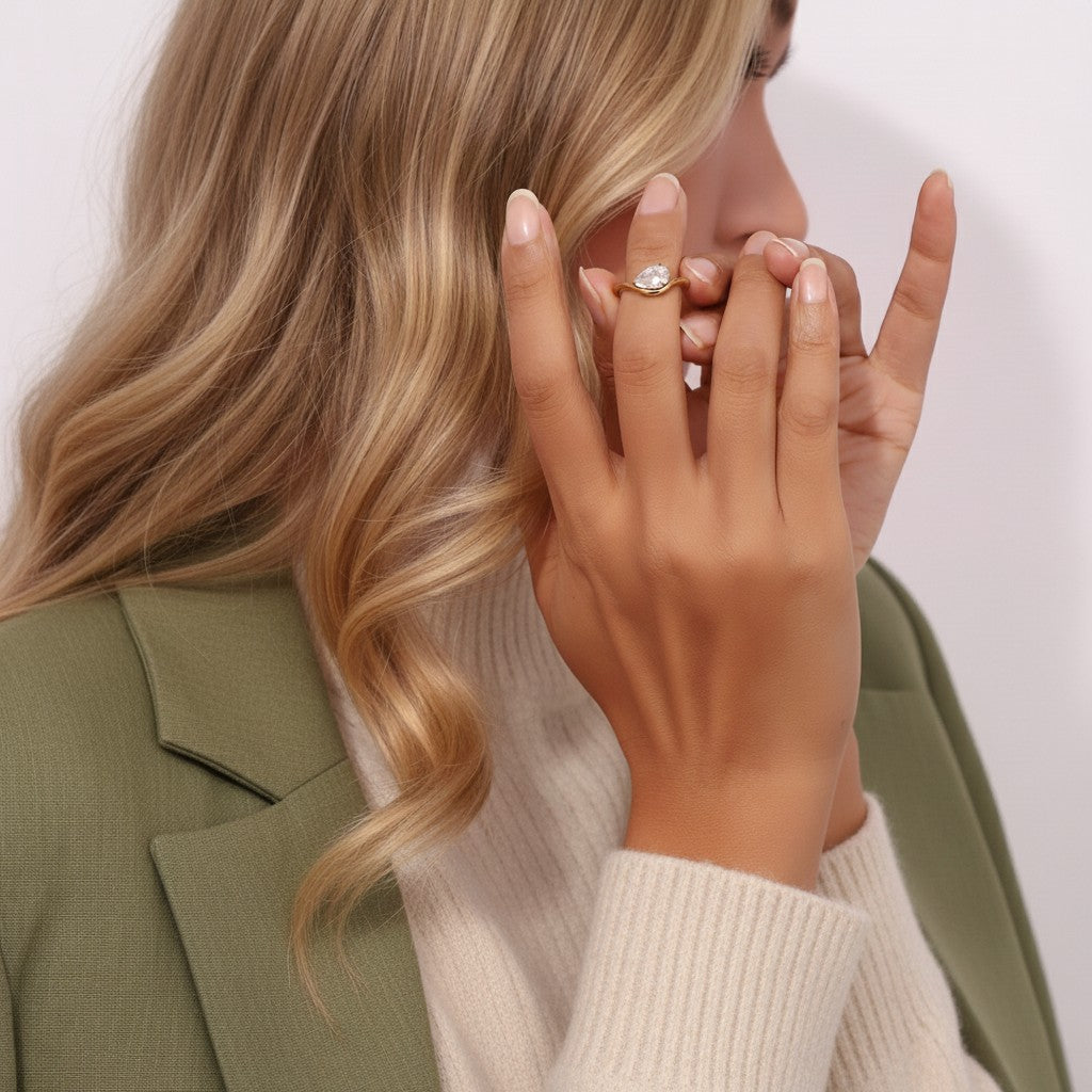 Ripple Diamond Gold Ring