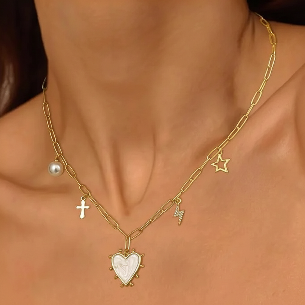 Paperclip Charm Detail Necklace