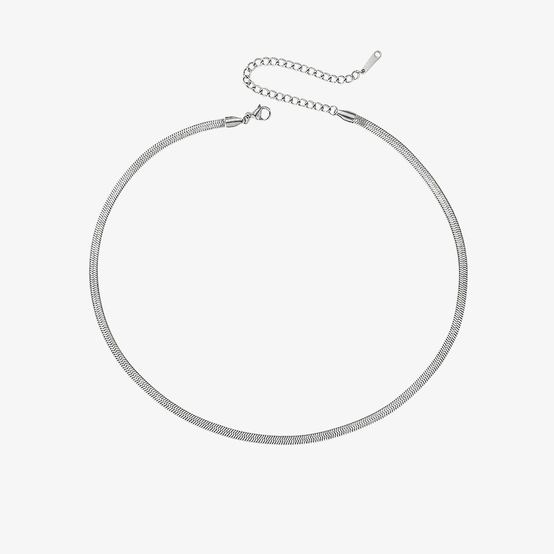 Gold Herringbone Chain Necklace