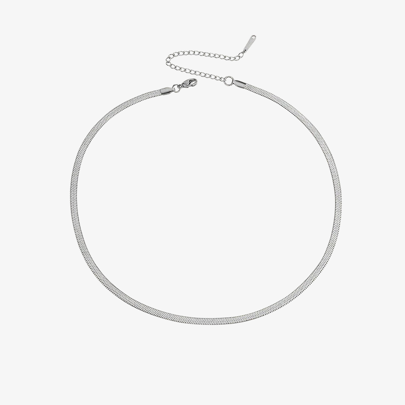 Gold Herringbone Chain Necklace