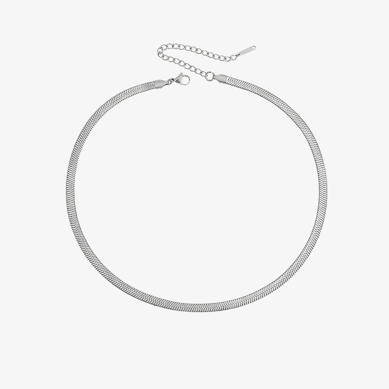 Gold Herringbone Chain Necklace