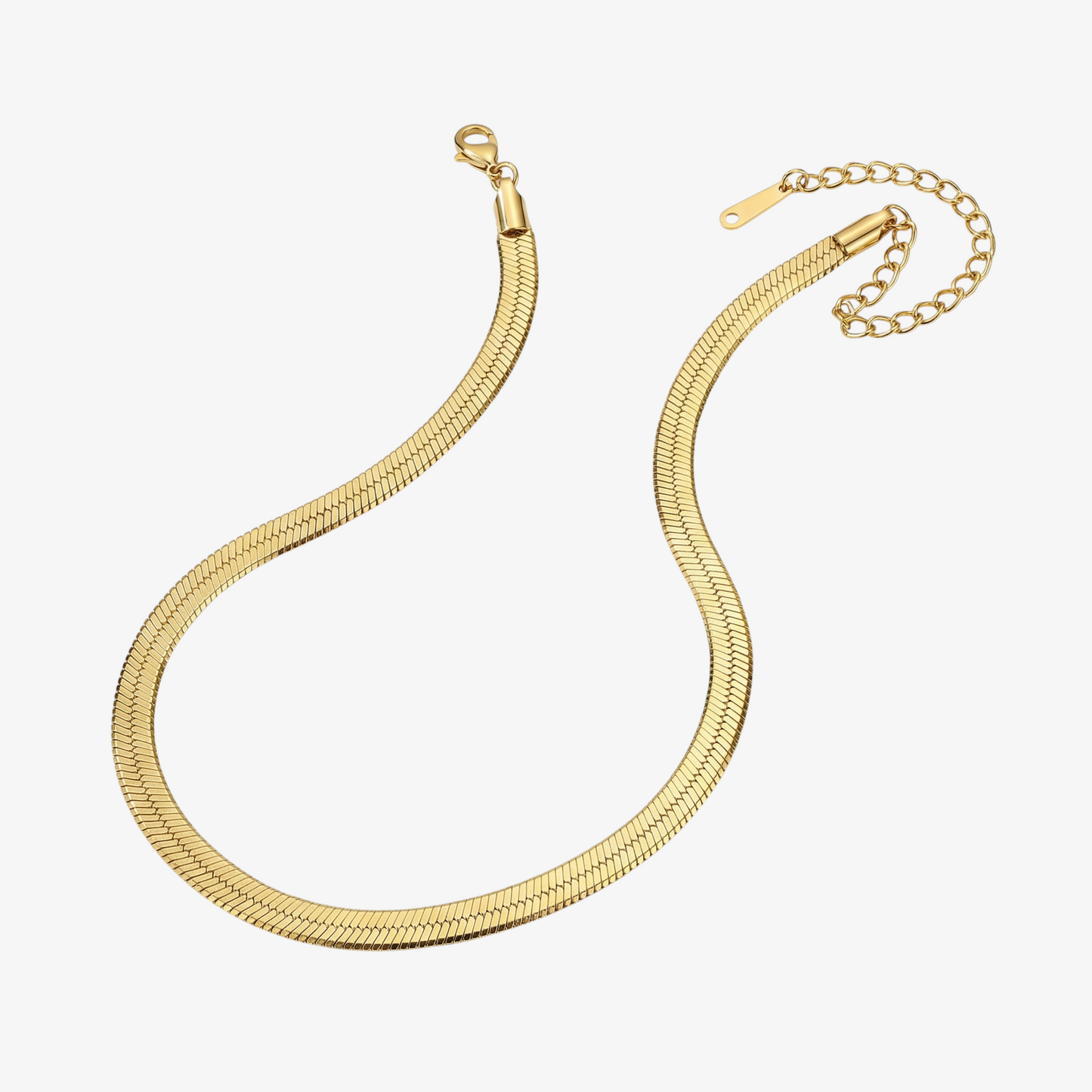 Gold Herringbone Chain Necklace