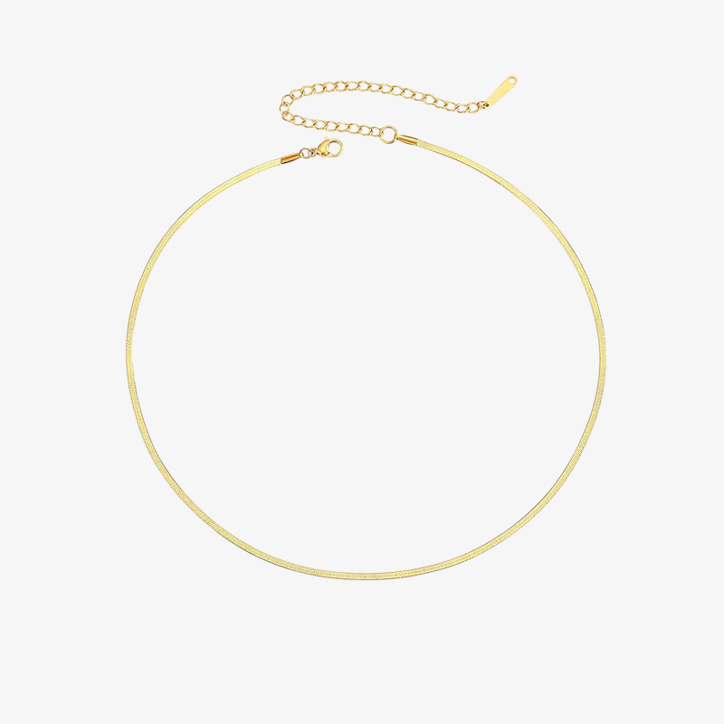 Gold Herringbone Chain Necklace