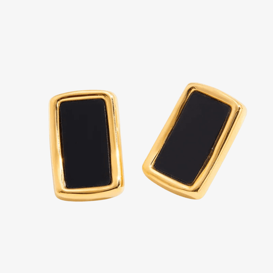 Geometric Black Enamel Earrings