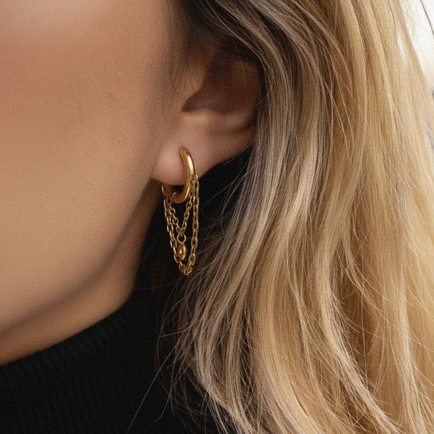 Rhea Diamond Chain Drop Hoops