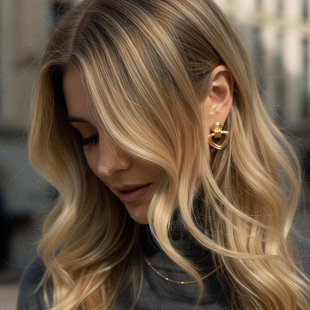 Gold Heart Drop Earrings