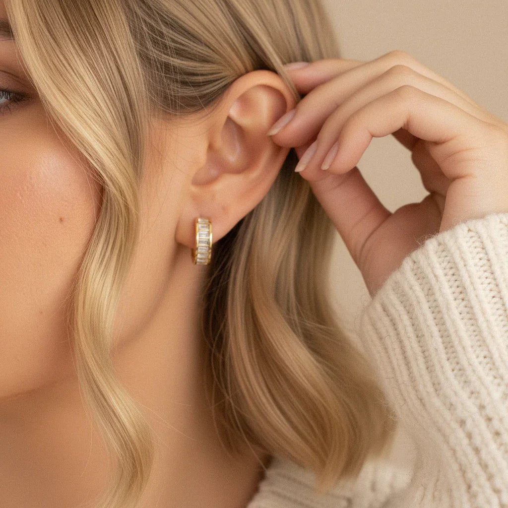 Sloane Baguette Huggies Earrings