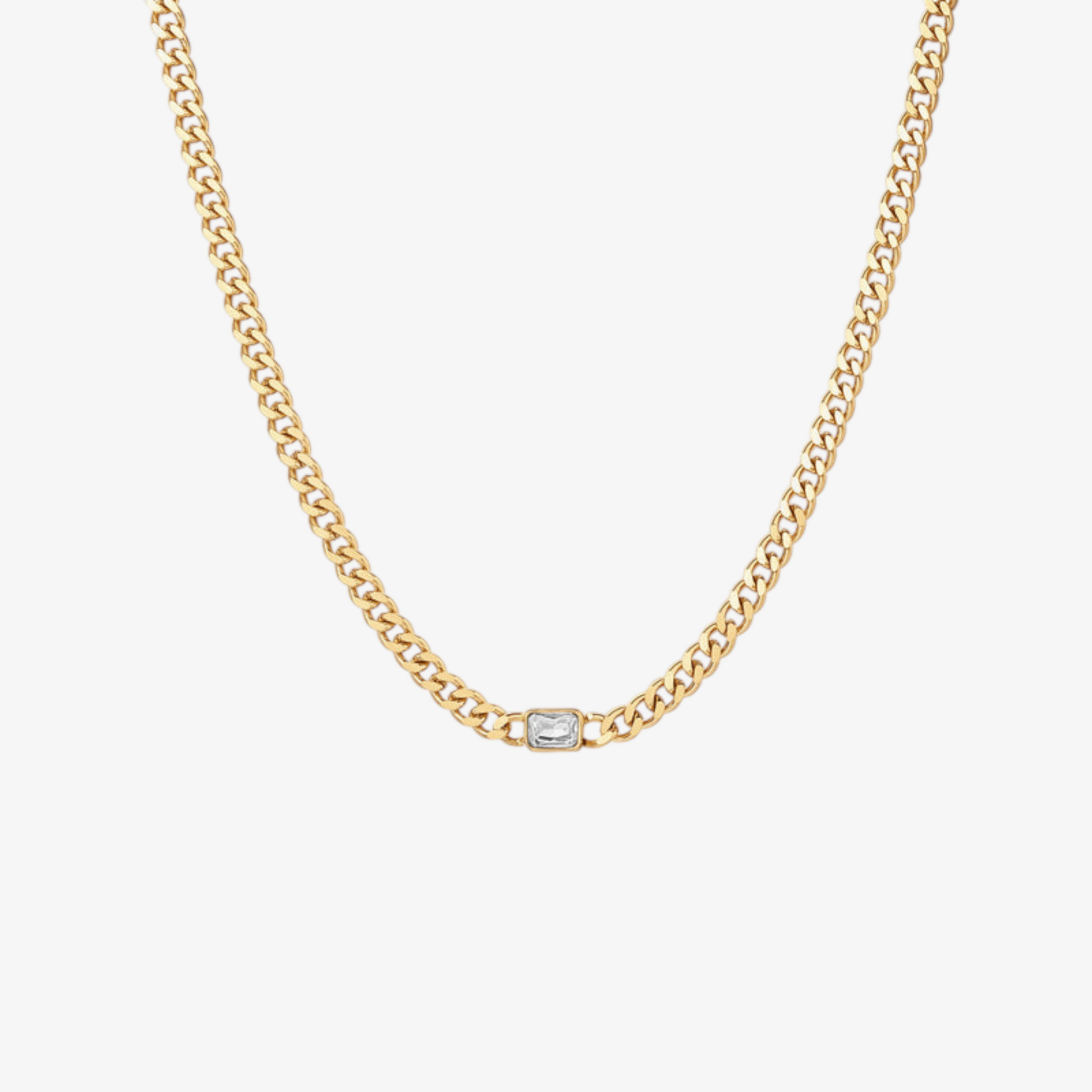 Cubic Zirconia Link Chain Necklace