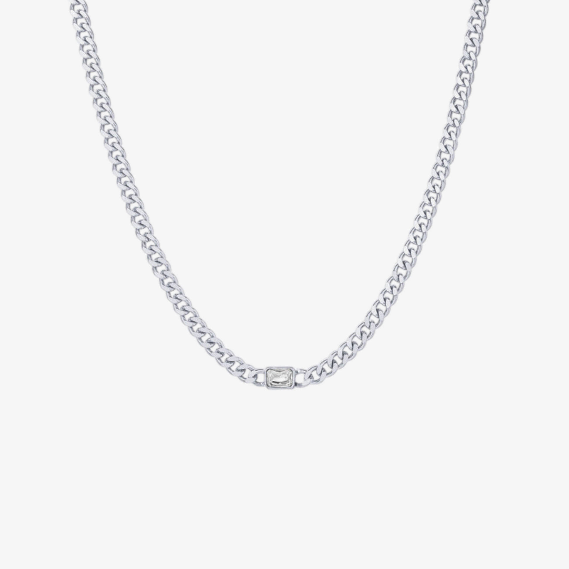 Cubic Zirconia Link Chain Necklace