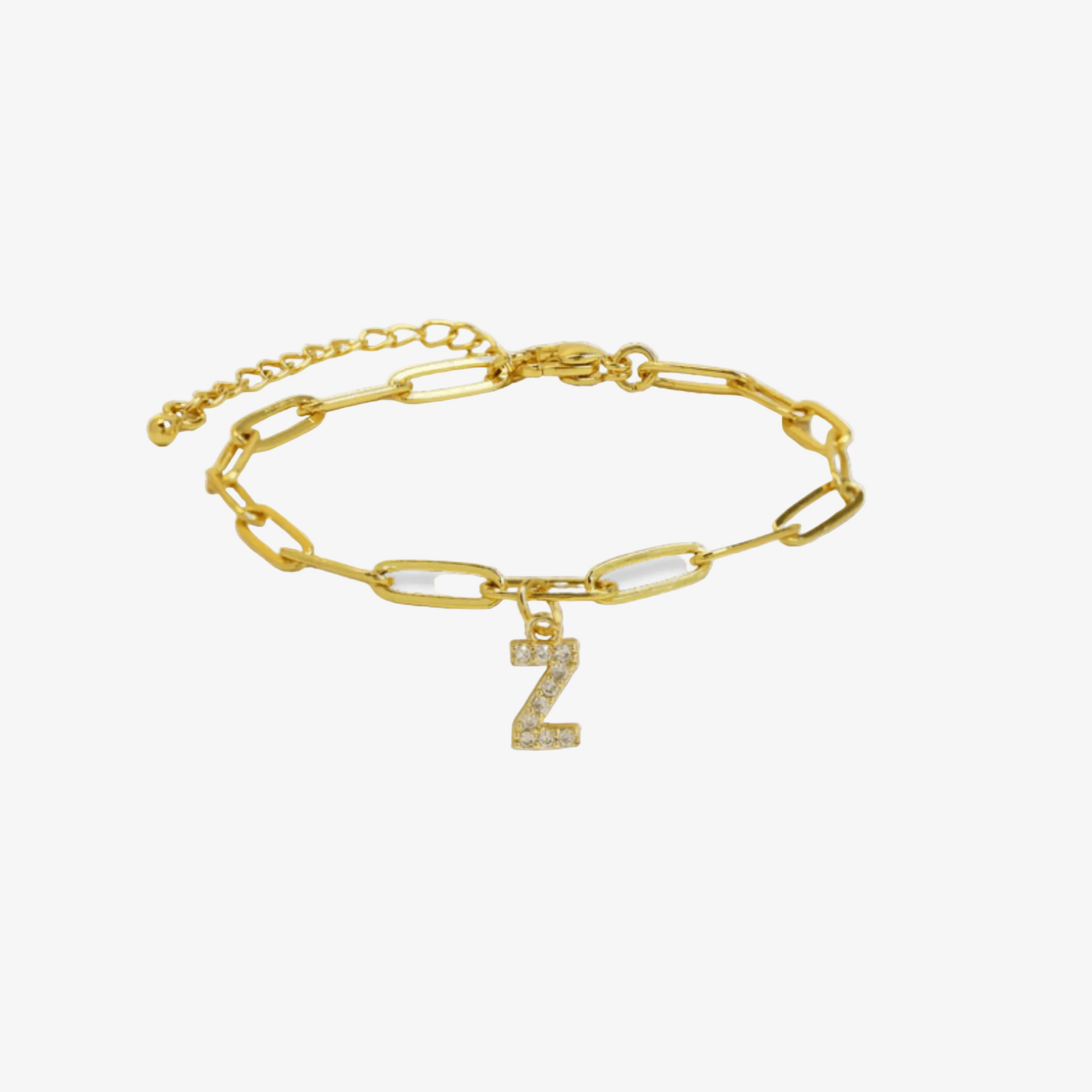 Paperclip Initial Letter Bracelet