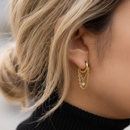 Rhea Diamond Chain Drop Hoops