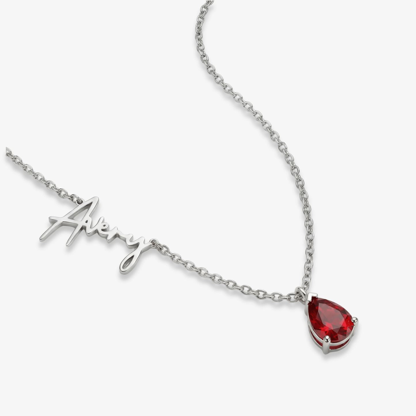 Custom Name & Teardrop Birthstone Necklace