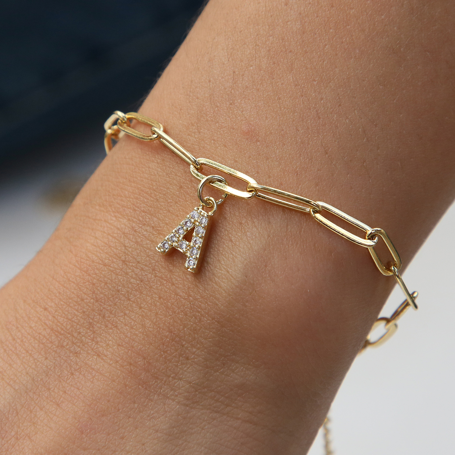 Paperclip Initial Letter Bracelet
