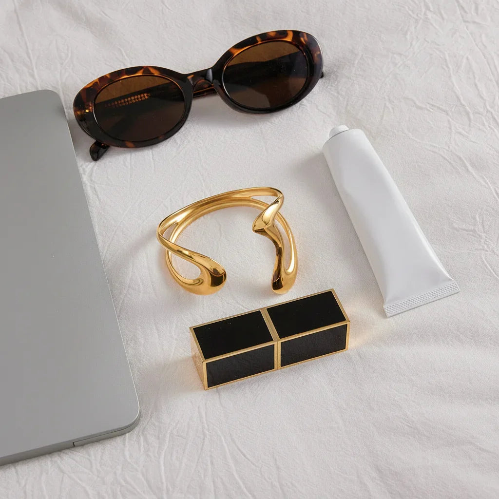 Mila Sculpted Gold Bangle