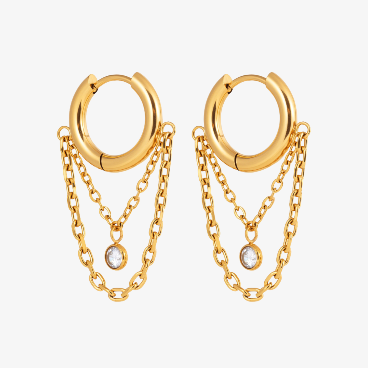 Rhea Diamond Chain Drop Hoops