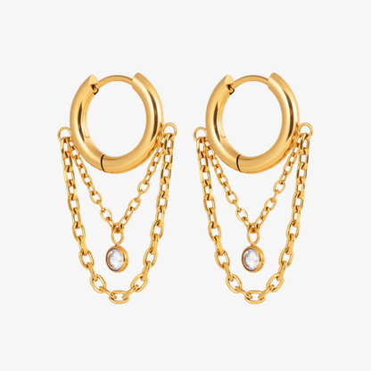 Rhea Diamond Chain Drop Hoops