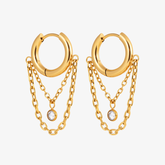 Rhea Diamond Chain Drop Hoops