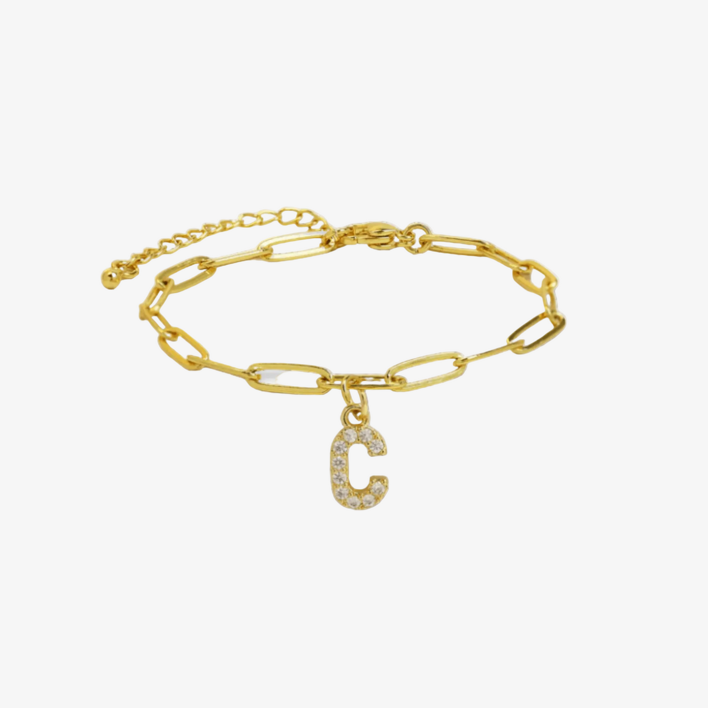 Paperclip Initial Letter Bracelet