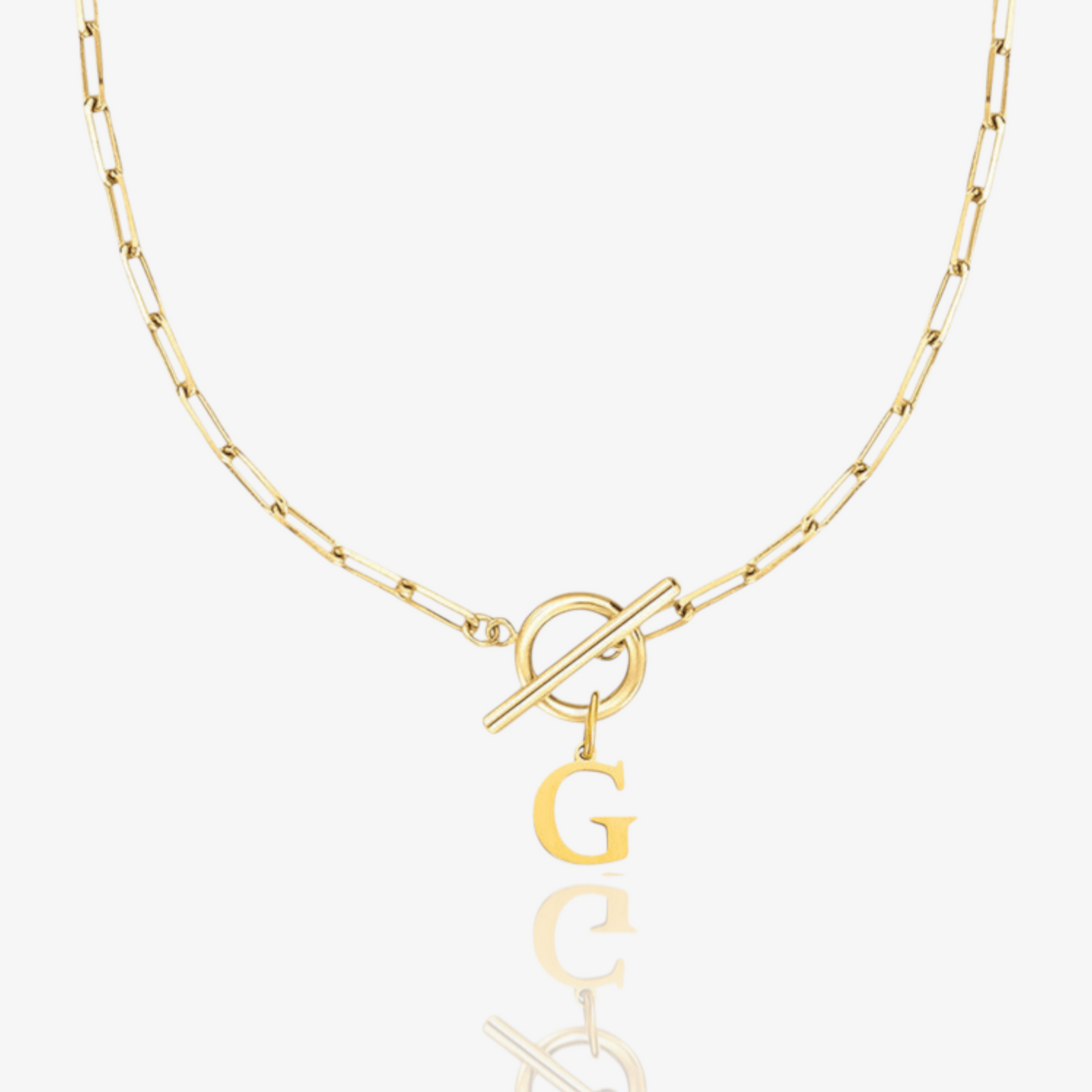 Paperclip Initial Circle Lock Clasp Necklace