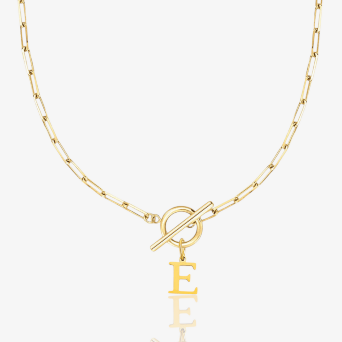 Paperclip Initial Circle Lock Clasp Necklace