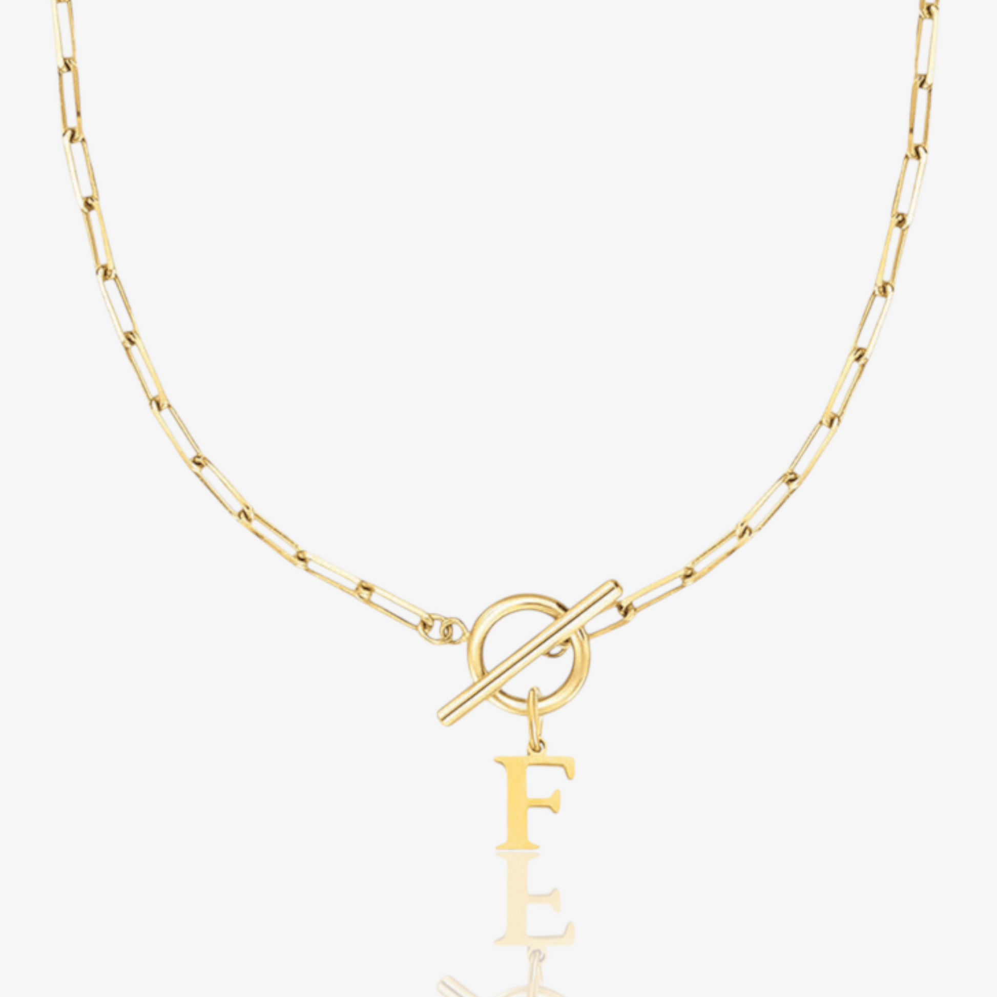 Paperclip Initial Circle Lock Clasp Necklace