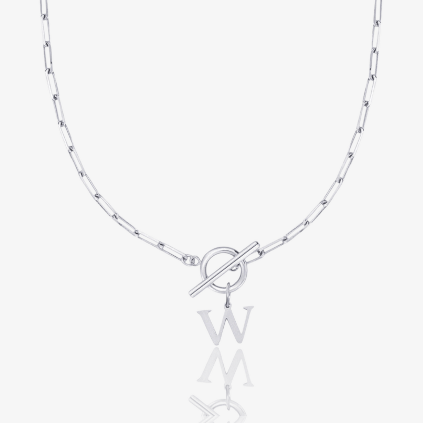 Paperclip Initial Circle Lock Clasp Necklace