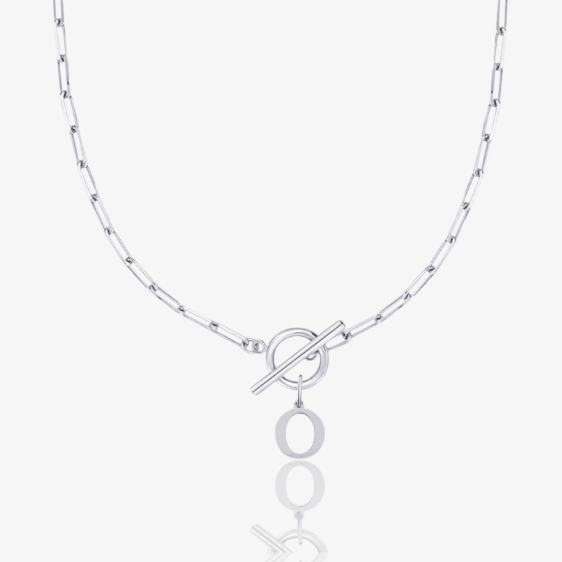 Paperclip Initial Circle Lock Clasp Necklace