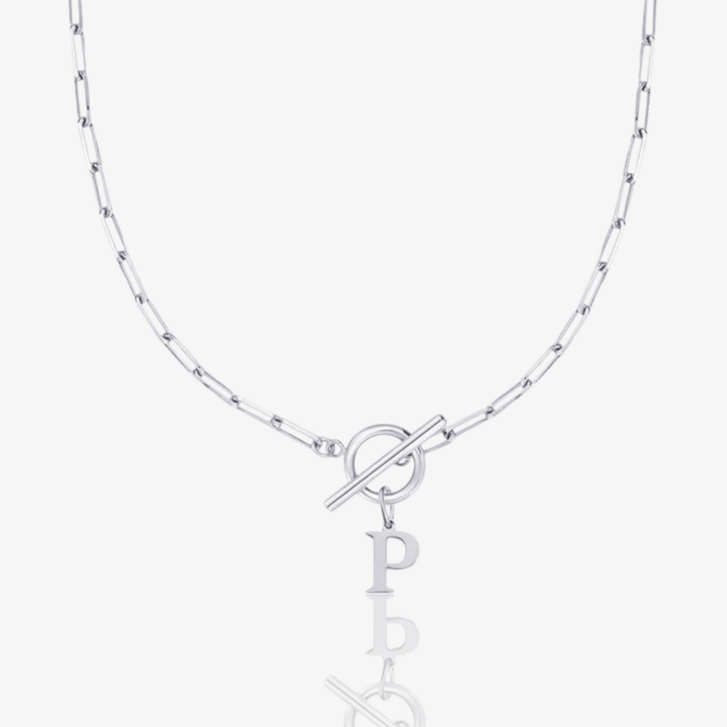 Paperclip Initial Circle Lock Clasp Necklace
