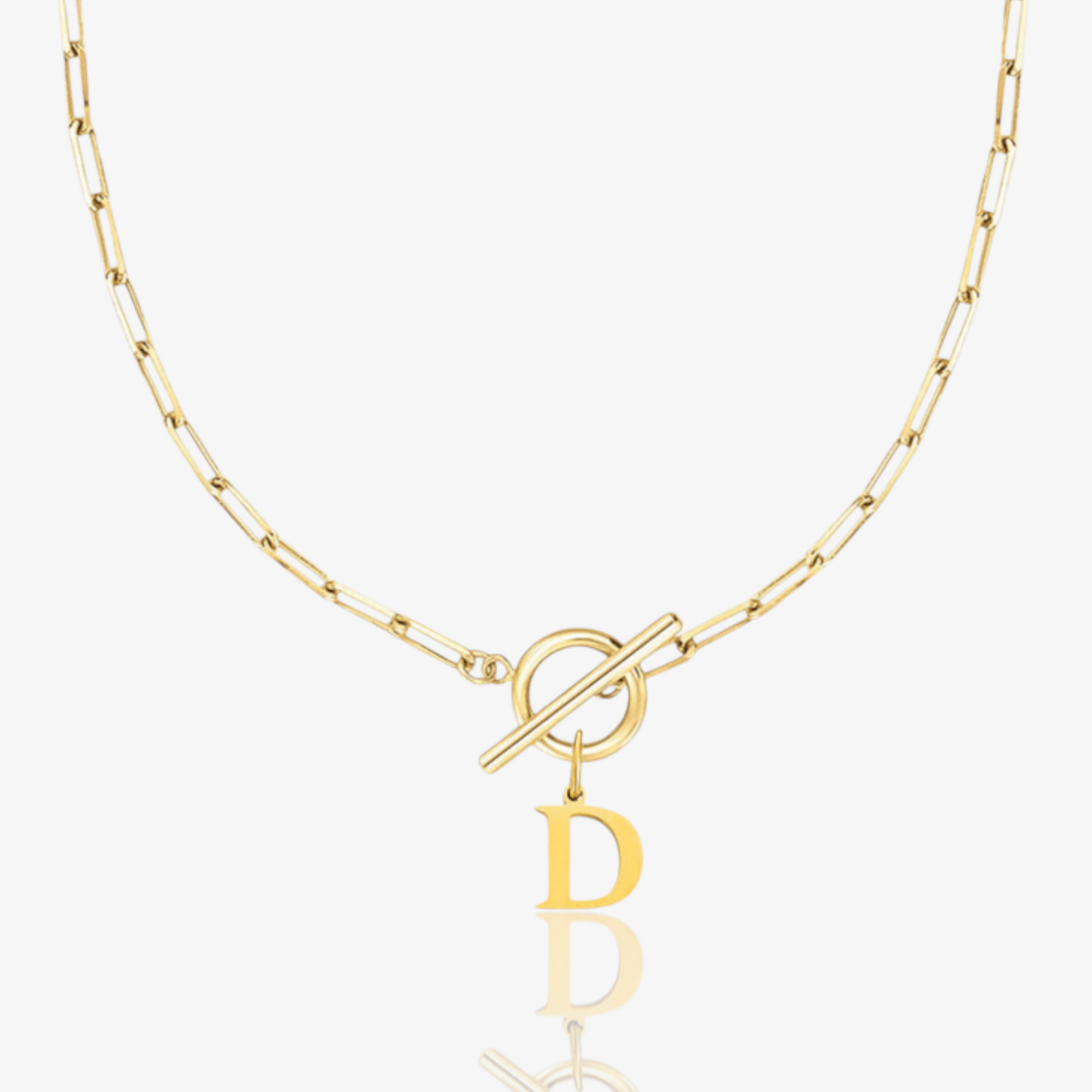 Paperclip Initial Circle Lock Clasp Necklace