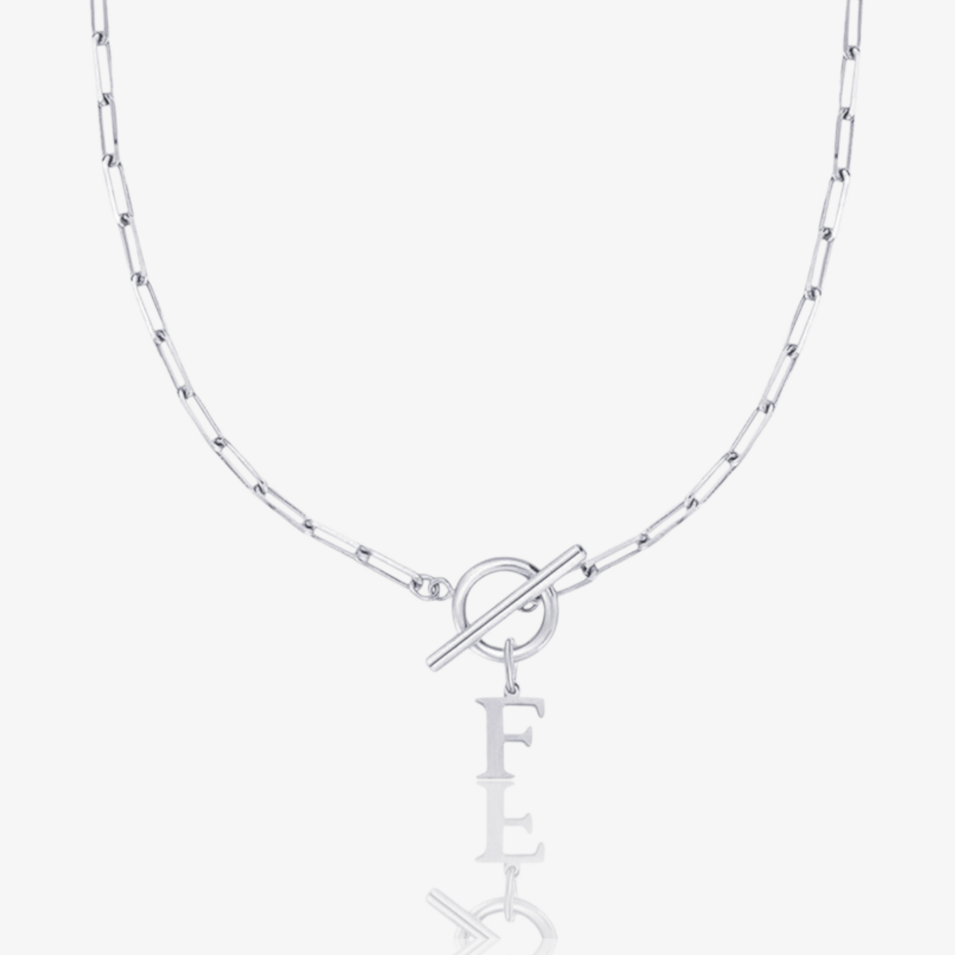 Paperclip Initial Circle Lock Clasp Necklace