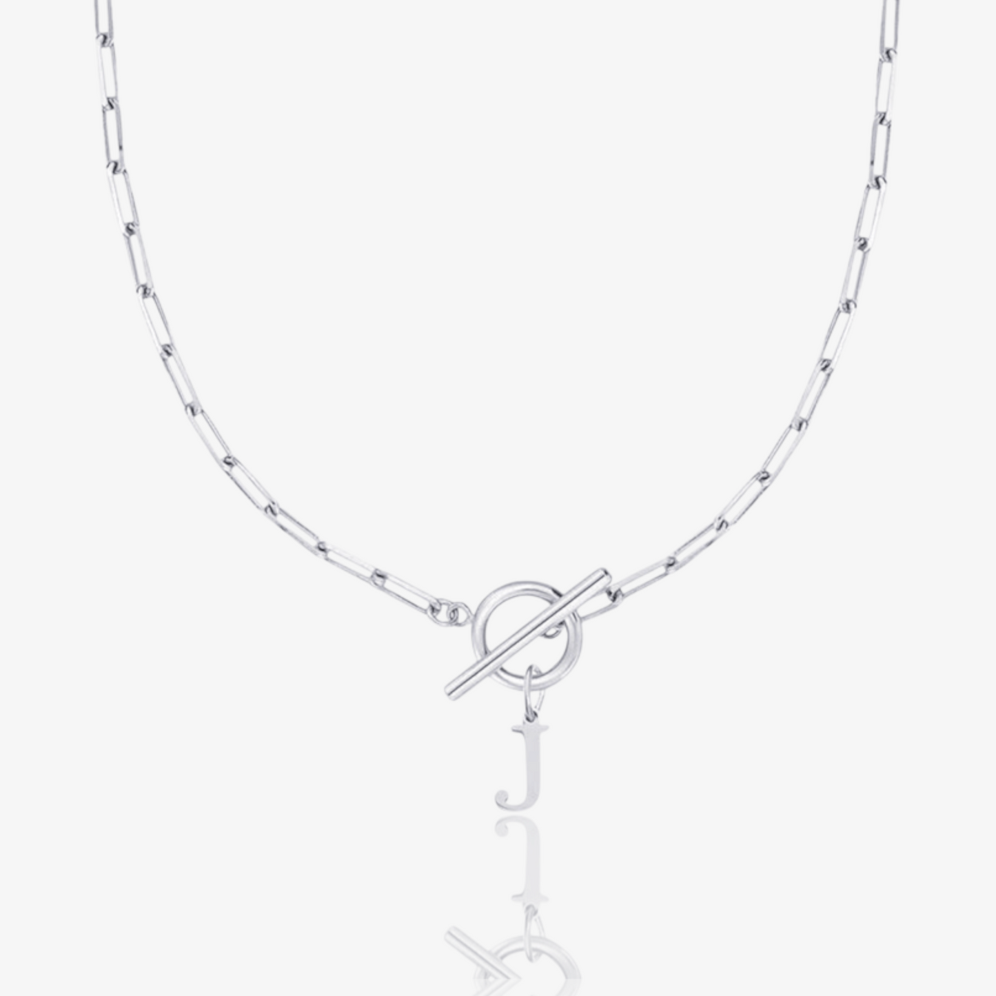 Paperclip Initial Circle Lock Clasp Necklace