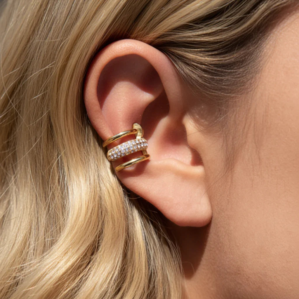 Layered Diamond Ear Cuff Earrings