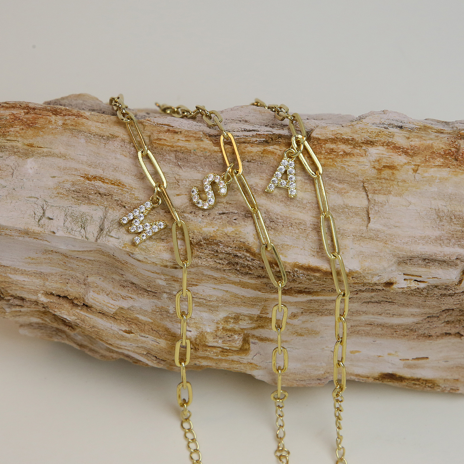 Paperclip Initial Letter Bracelet