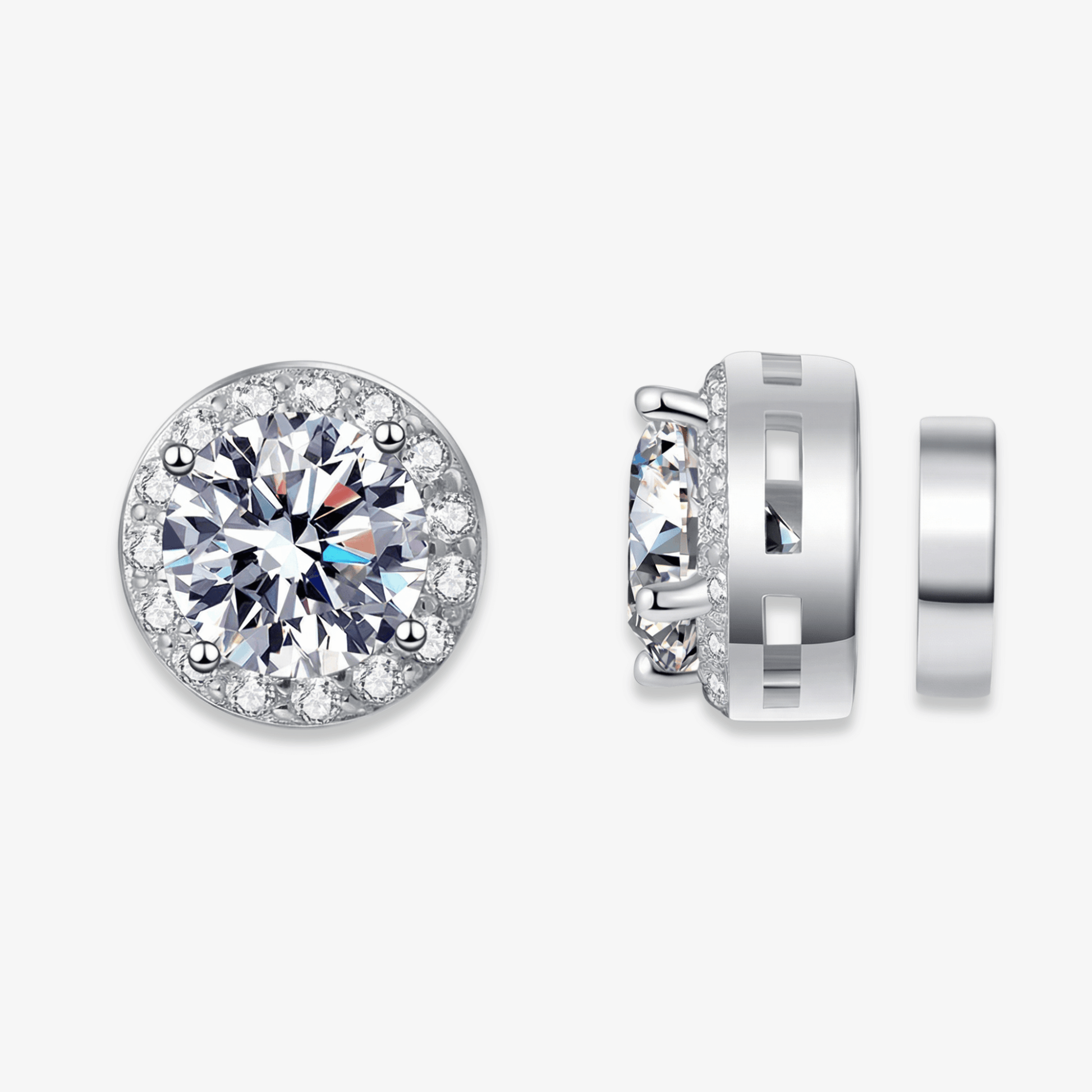 Magnetic Round Moissanite Earrings