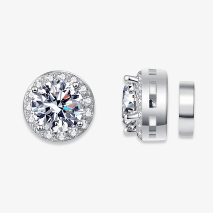 Magnetic Round Moissanite Earrings